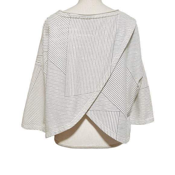 POSTMARK ANTHROPOLOGIE WOMENS WHITE WITH BLACK GEO PATTERN LINES OVERSIZED MED - Picture 4 of 10